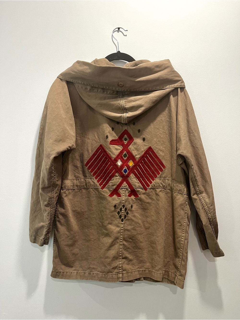 Aritzia Community Army Utility Embroidered Boho Olive Green Oversize Jacket